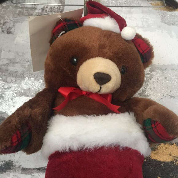 Vintage 1970's Christmas Teddy in Stocking - Picture 2 of 13